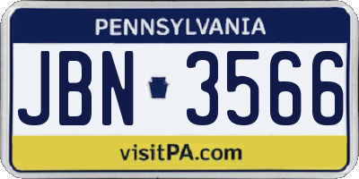 PA license plate JBN3566
