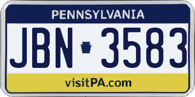 PA license plate JBN3583