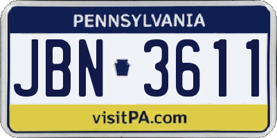 PA license plate JBN3611