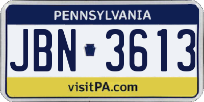 PA license plate JBN3613