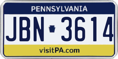 PA license plate JBN3614