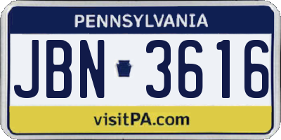 PA license plate JBN3616