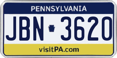 PA license plate JBN3620