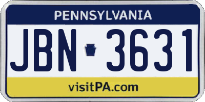 PA license plate JBN3631
