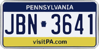 PA license plate JBN3641