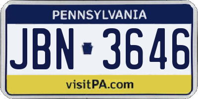 PA license plate JBN3646