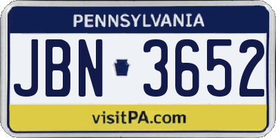 PA license plate JBN3652