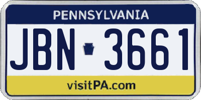 PA license plate JBN3661