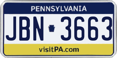 PA license plate JBN3663