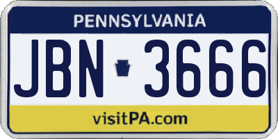 PA license plate JBN3666