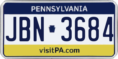 PA license plate JBN3684