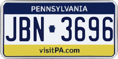 PA license plate JBN3696