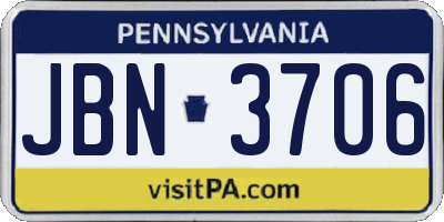 PA license plate JBN3706