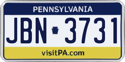 PA license plate JBN3731