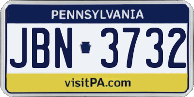 PA license plate JBN3732