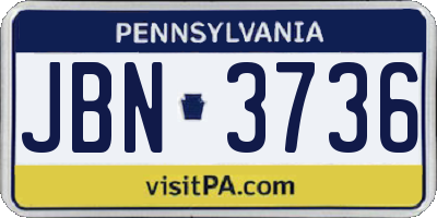 PA license plate JBN3736