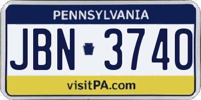 PA license plate JBN3740