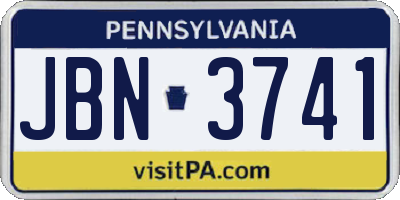 PA license plate JBN3741