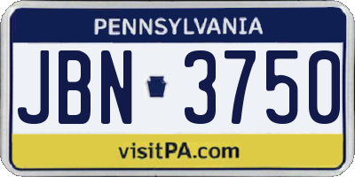 PA license plate JBN3750