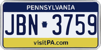 PA license plate JBN3759