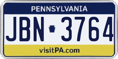 PA license plate JBN3764