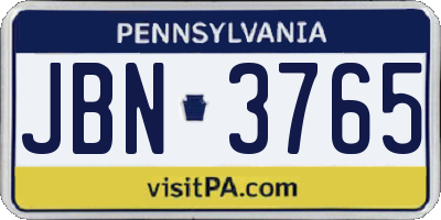 PA license plate JBN3765