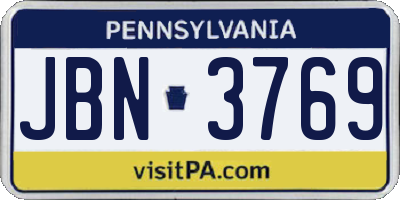 PA license plate JBN3769