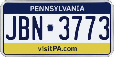 PA license plate JBN3773