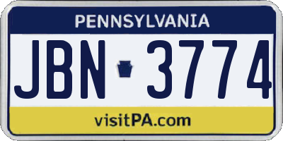 PA license plate JBN3774
