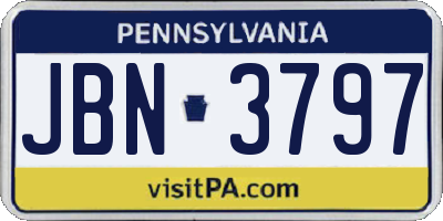 PA license plate JBN3797