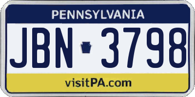 PA license plate JBN3798