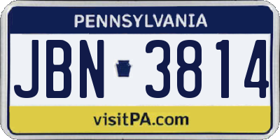 PA license plate JBN3814