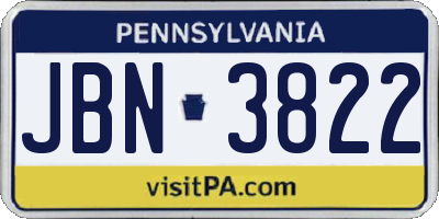PA license plate JBN3822