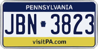 PA license plate JBN3823