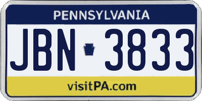 PA license plate JBN3833