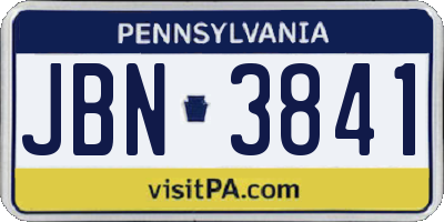 PA license plate JBN3841