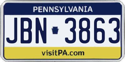 PA license plate JBN3863