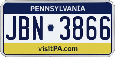 PA license plate JBN3866