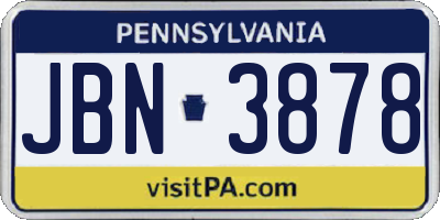 PA license plate JBN3878