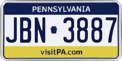 PA license plate JBN3887