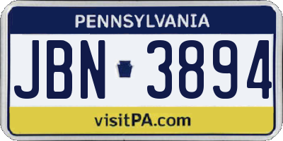 PA license plate JBN3894