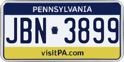 PA license plate JBN3899
