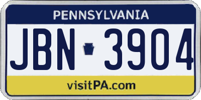 PA license plate JBN3904