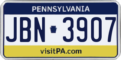 PA license plate JBN3907