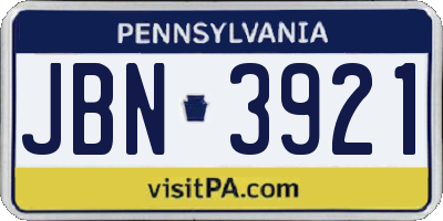 PA license plate JBN3921