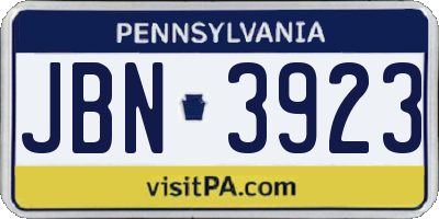 PA license plate JBN3923