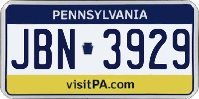 PA license plate JBN3929