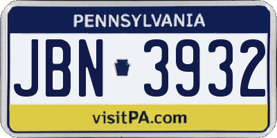 PA license plate JBN3932