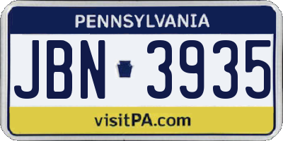 PA license plate JBN3935