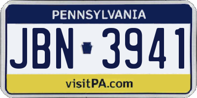 PA license plate JBN3941